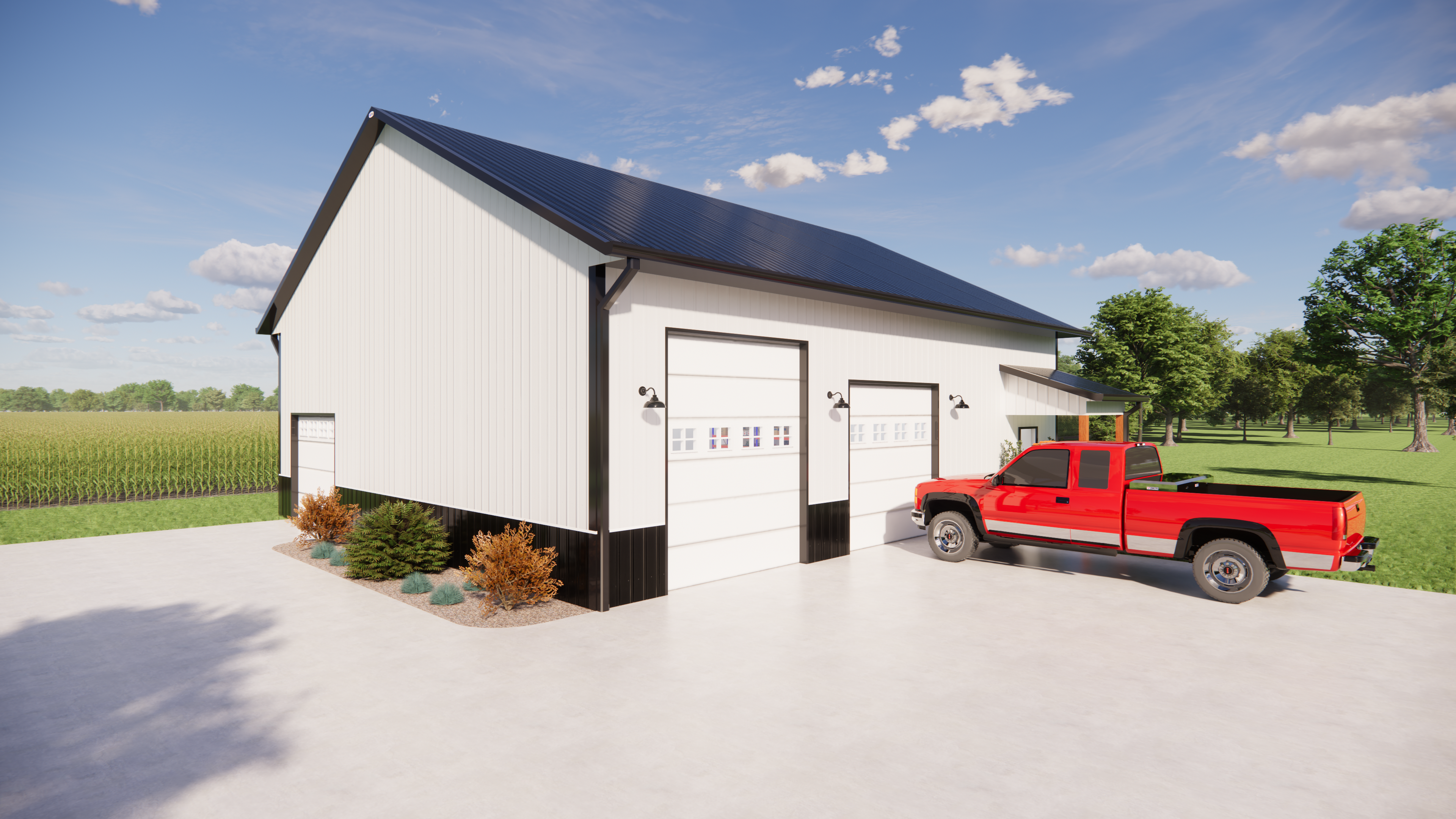 June Suburban Building of the Month_FBi Buildings_Black & White Pole Barn Garage